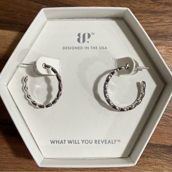 Bomb Party STERLING SILVER RBP7053 Hoop Earrings She’s A Stunner NEW Rose - Picture 5 of 6